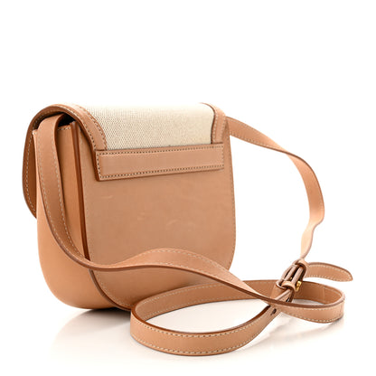Saint Laurent Smooth Calfskin Cotton Canvas Small Kaia Satchel Natural Beige 3 of 12