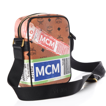 MCM Visetos Mini Flight Print Traveler Crossbody Bag Cognac 3 of 10