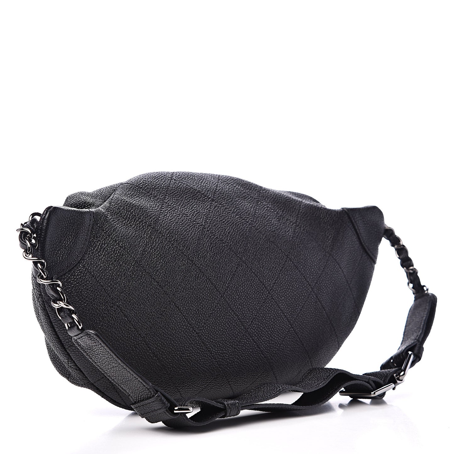Caviar Stitched Banane Waist Bag Fanny Pack Black