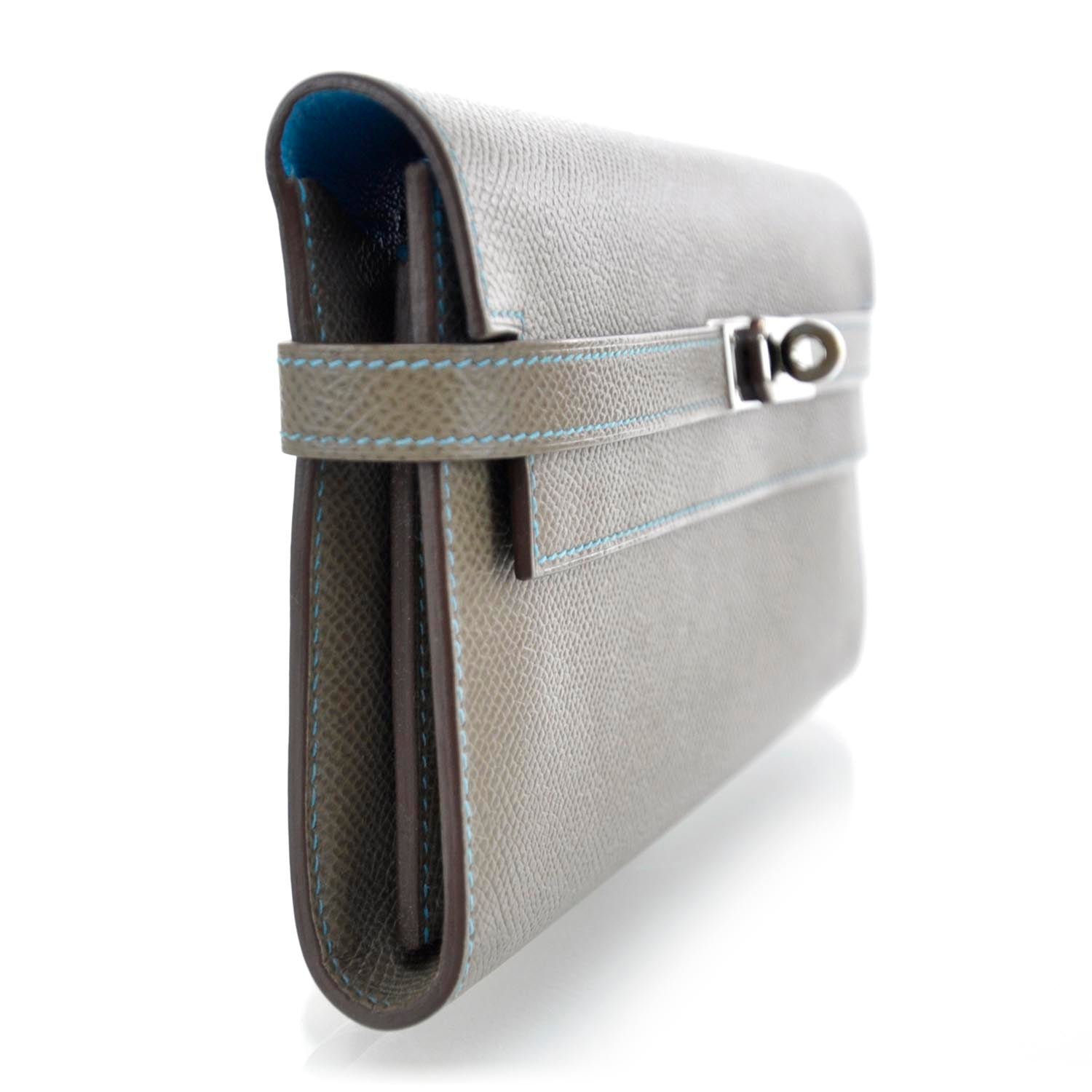 Hermes Epsom Candy Kelly Longue Wallet Bleu Aztec 3 of 11