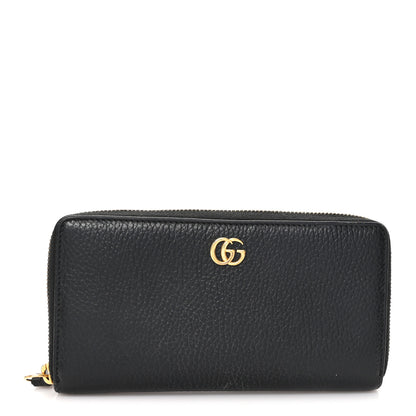 Gucci Dollar Calfskin GG Marmont Zip Around Wallet Black 1 of 9