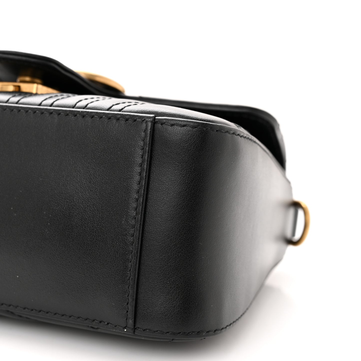 Calfskin Matelasse Mini GG Marmont Top Handle Shoulder Bag Black