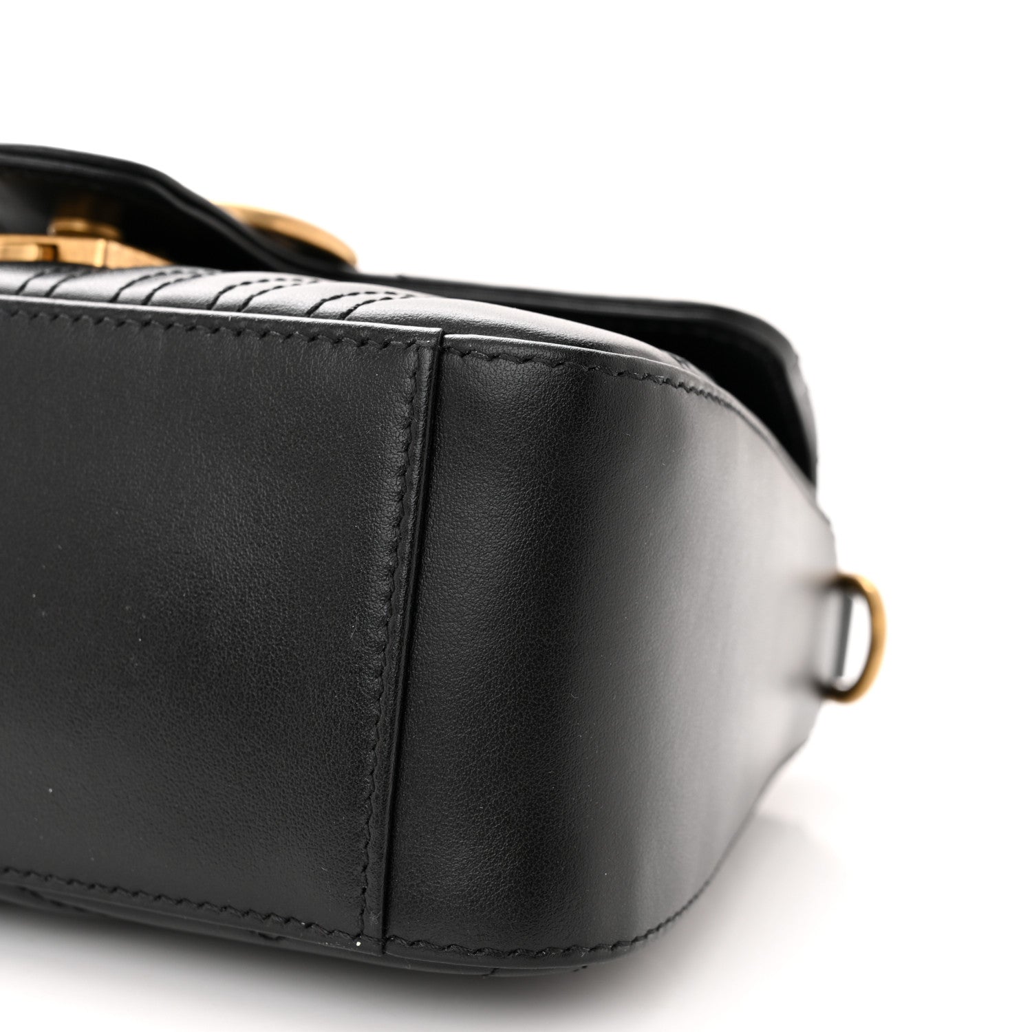 Gucci Calfskin Matelasse Mini GG Marmont Top Handle Shoulder Bag Black 10 of 10