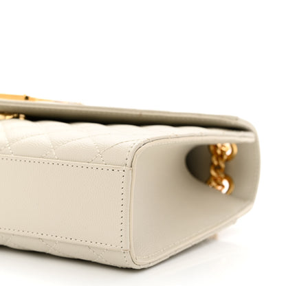 Saint Laurent Grain De Poudre Textured Mixed Matelasse Medium Triquilt Monogram Satchel White 10 of 11
