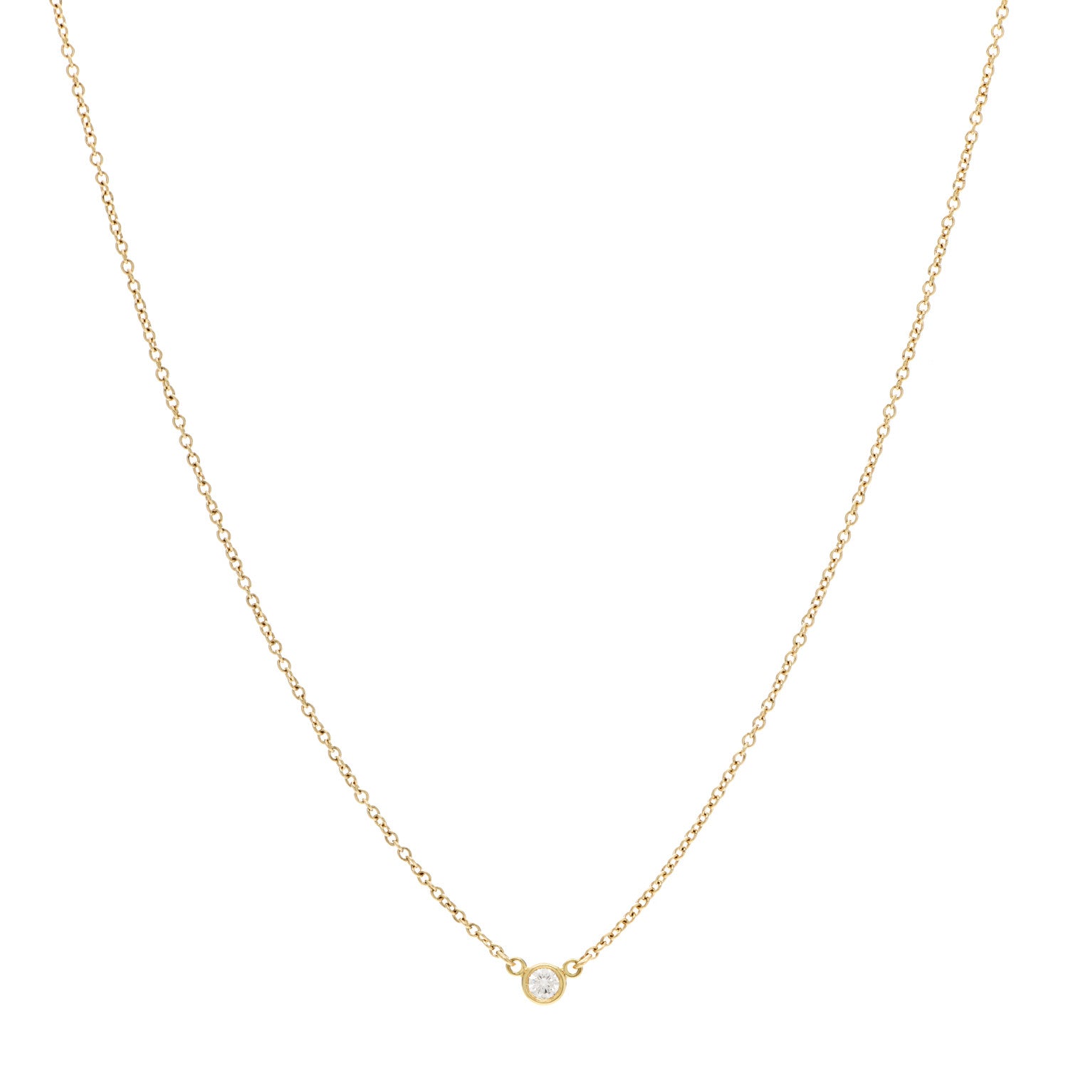 Tiffany 18K Yellow Gold Diamond .05ct Elsa Peretti Diamonds by the Yard Pendant Necklace 1 of 6