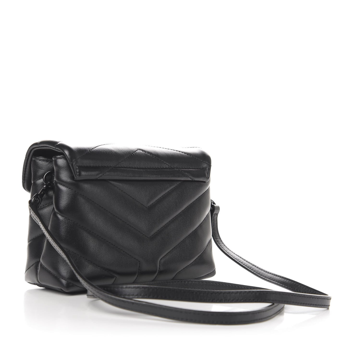 Calfskin Y Quilted Monogram Toy Loulou Crossbody Bag Black