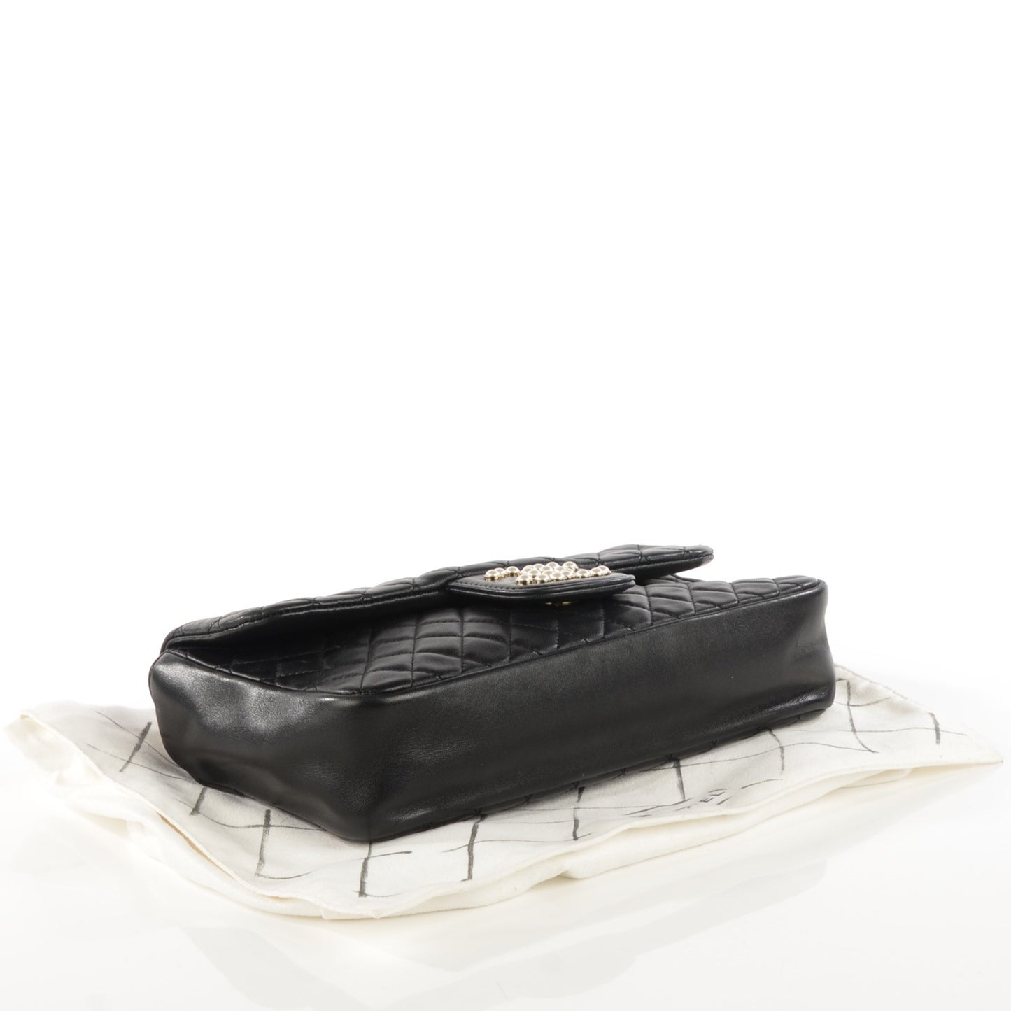Lambskin Quilted Medium Westminster Pearl Flap Black