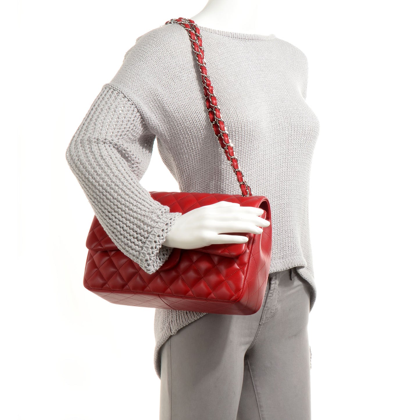 Lambskin Jumbo Double Flap Red