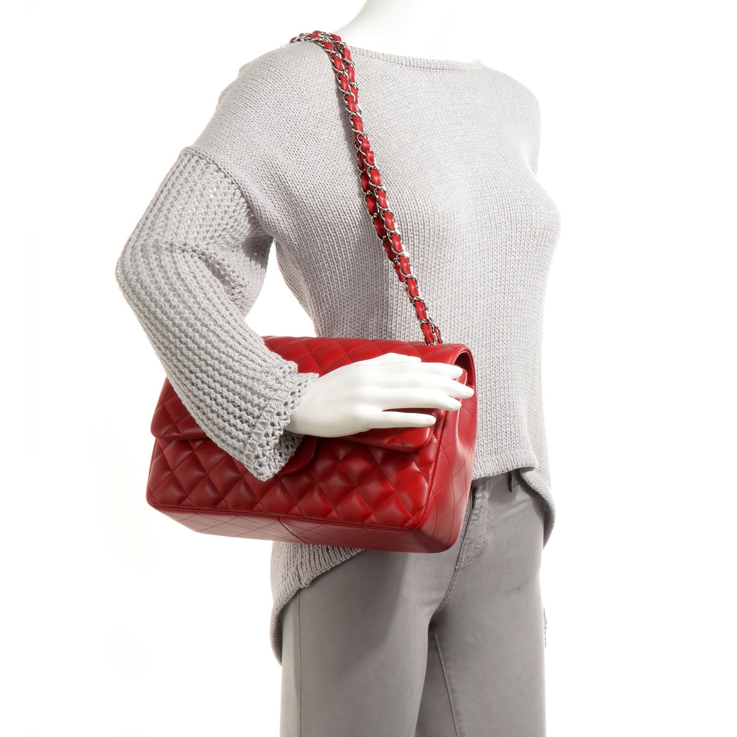 Chanel Lambskin Jumbo Double Flap Red 2 of 8