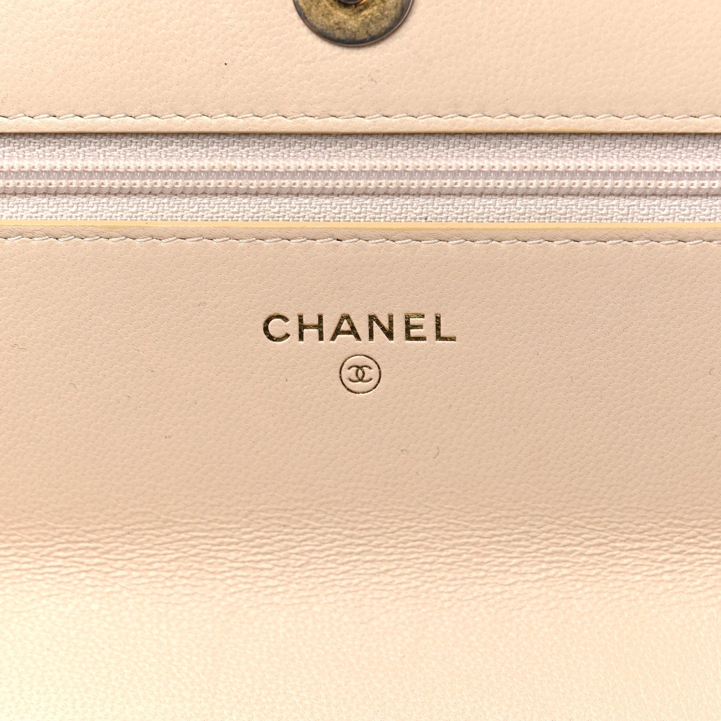Lambskin Quilted Chanel 19 Wallet On Chain WOC Beige