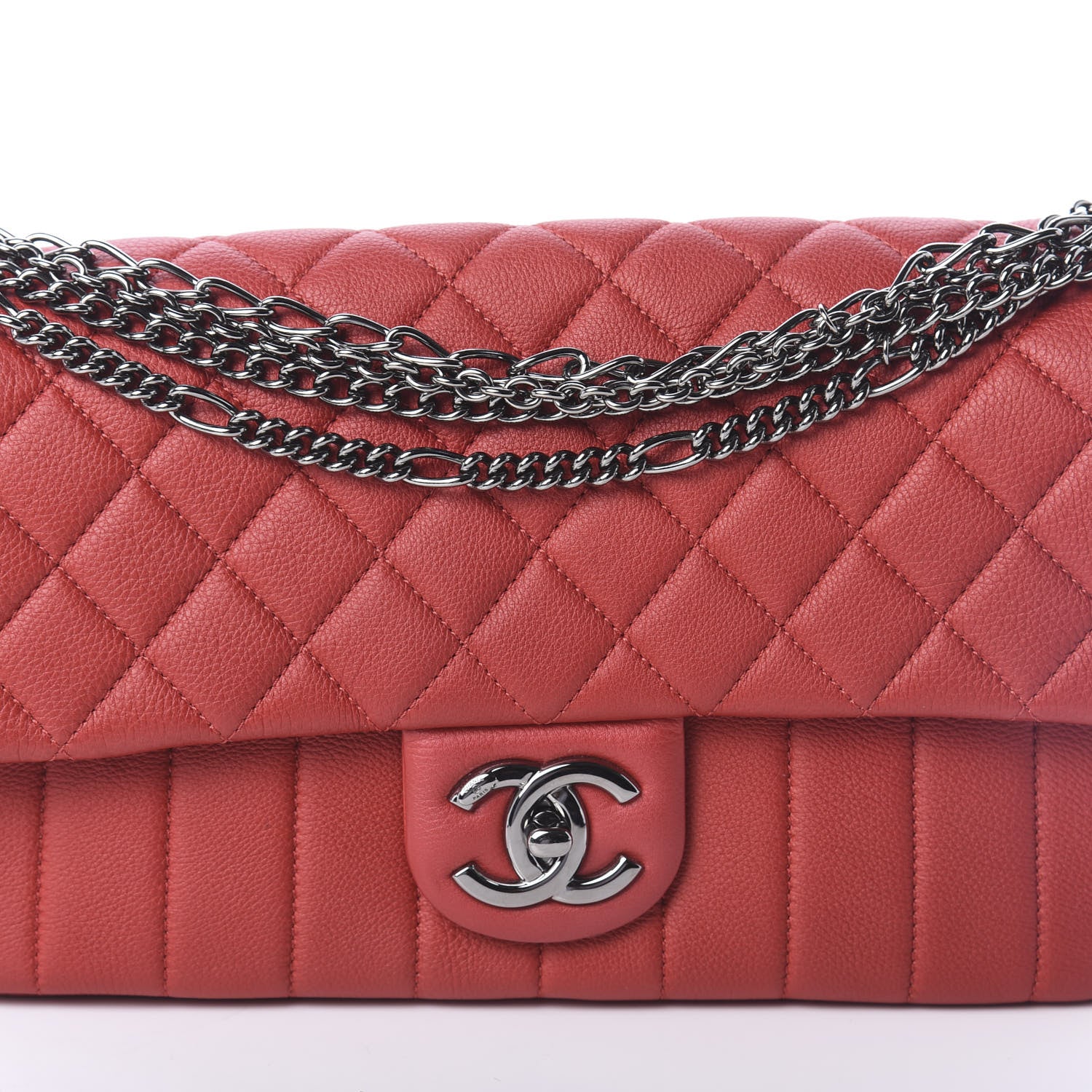 Chanel Calfskin Quilted Multi Chain Flap Red 8 of 10