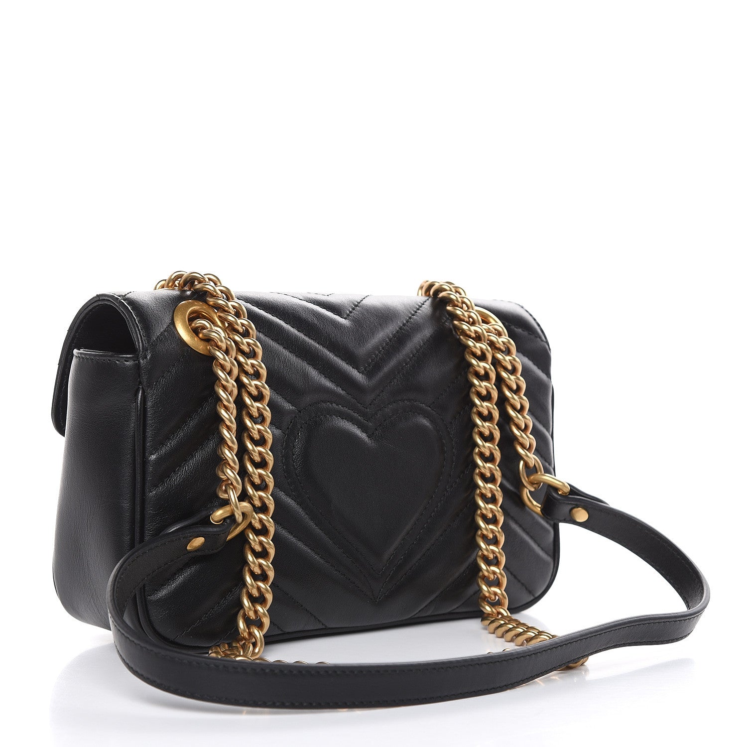 Gucci Calfskin Matelasse Mini GG Marmont Shoulder Bag Black 3 of 10