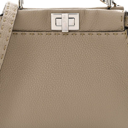 Fendi Cuoio Romano Snakeskin Selleria Mini Peekaboo Iconic Satchel Corda White 9 of 11