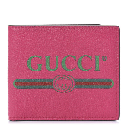 Gucci Grained Calfskin Logo Bi-Fold Wallet Box Pink Green 1 of 8