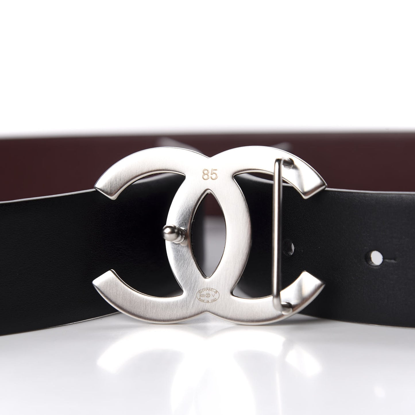Calfskin CC Reversible Belt 85 Black Burgundy