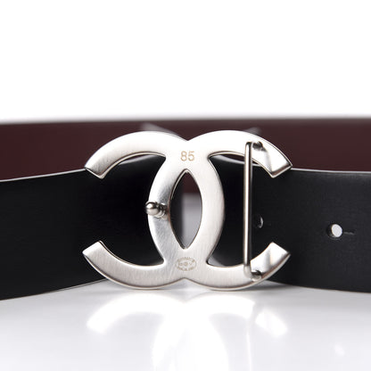 Chanel Calfskin CC Reversible Belt 85 Black Burgundy 4 of 5