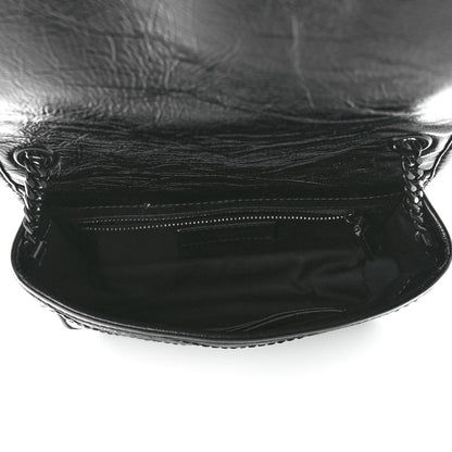 Saint Laurent Crinkled Calfskin Matelasse Monogram Niki Chain Wallet Black 4 of 10