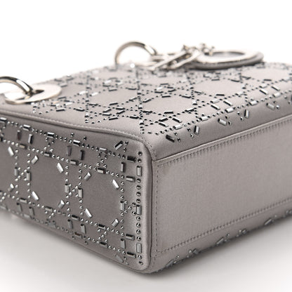 Christian Dior Satin Crystal Cannage Mini Lady Dior Gray 6 of 11