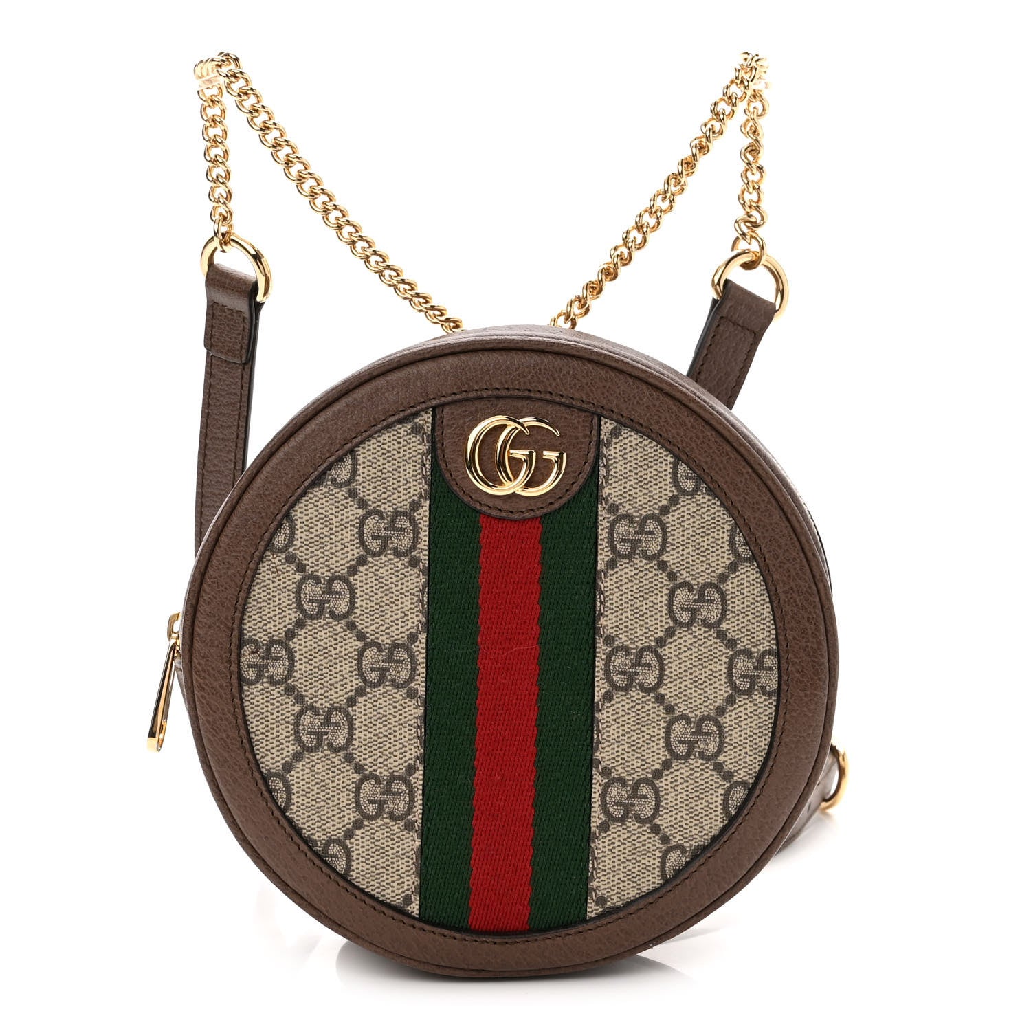Gucci GG Supreme Monogram Web Mini Ophidia Round Backpack Brown 1 of 10