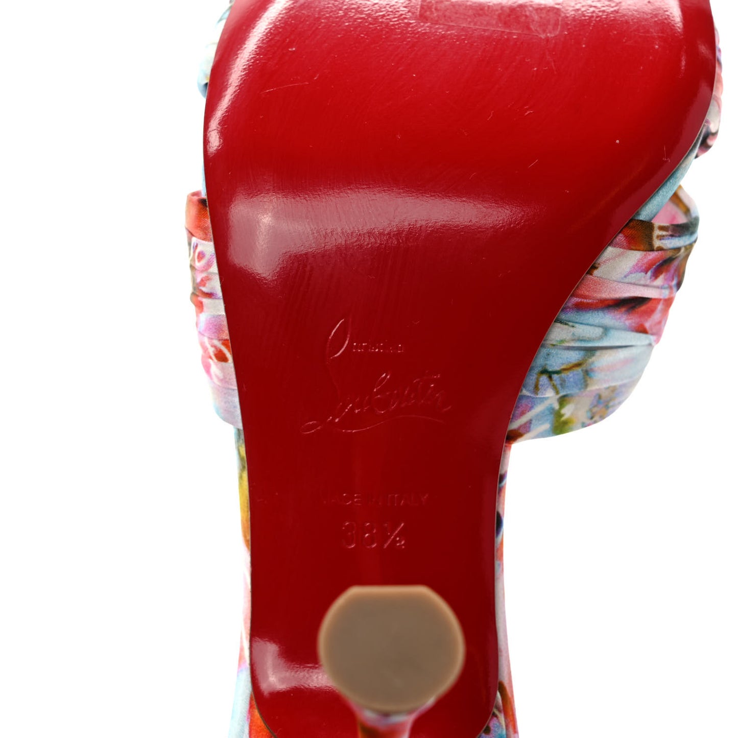Crepe Satin Celebration Print Nicol Is Back 85 Slide Sandals 38.5 Multicolor