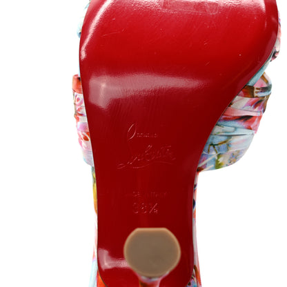 Christian Louboutin Crepe Satin Celebration Print Nicol Is Back 85 Slide Sandals 38.5 Multicolor 6 of 7
