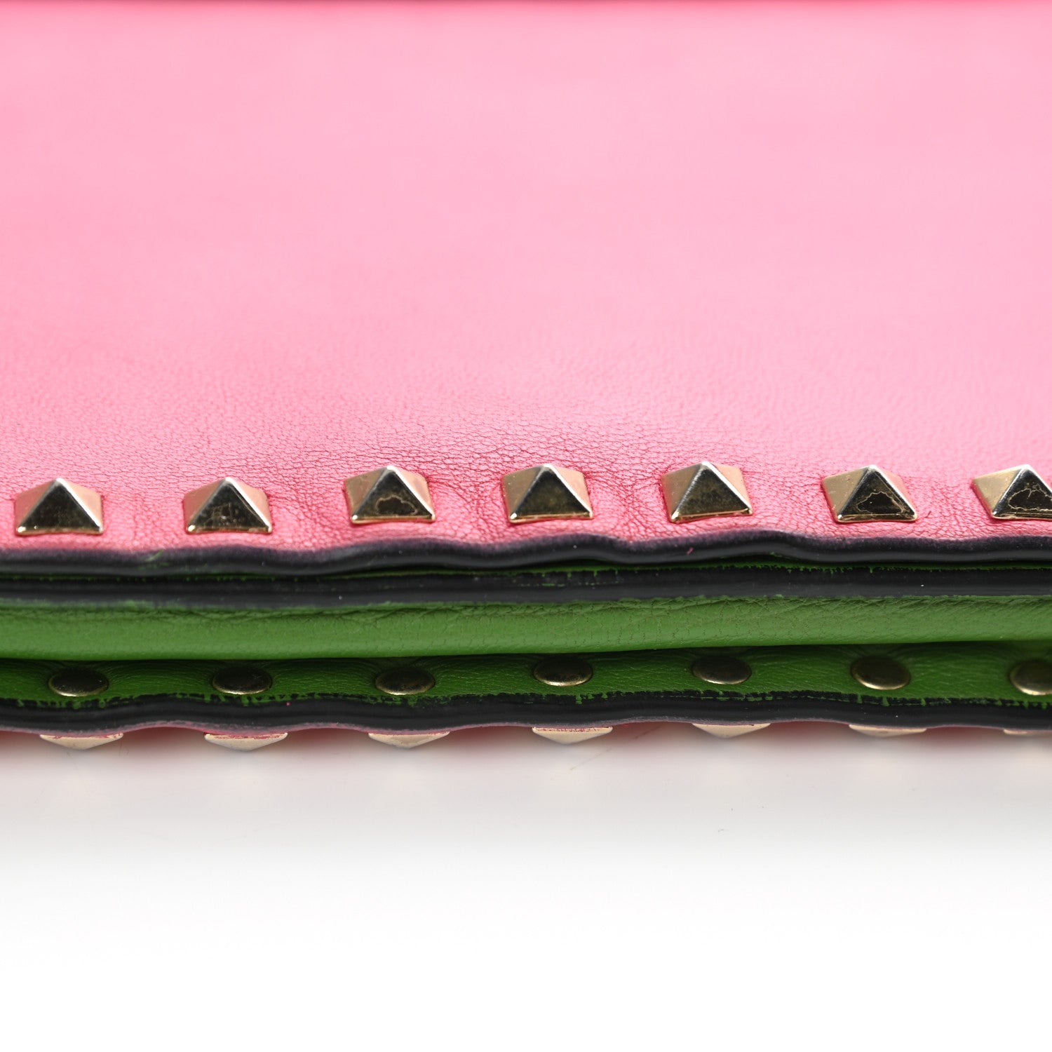 Valentino Garavani Nappa Rockstud Wristlet Clutch Deep Rose Green Grey Scarlet 12 of 13
