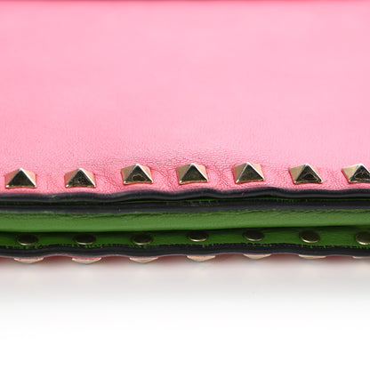 Valentino Garavani Nappa Rockstud Wristlet Clutch Deep Rose Green Grey Scarlet 12 of 13