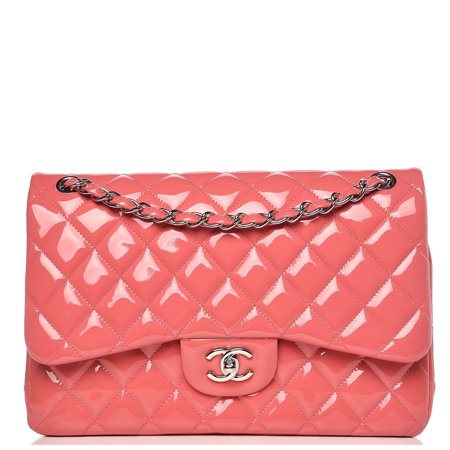 Patent Quilted Jumbo Double Flap Pink