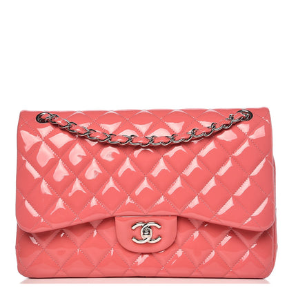 Chanel Patent Quilted Jumbo Double Flap Pink 1 of 10