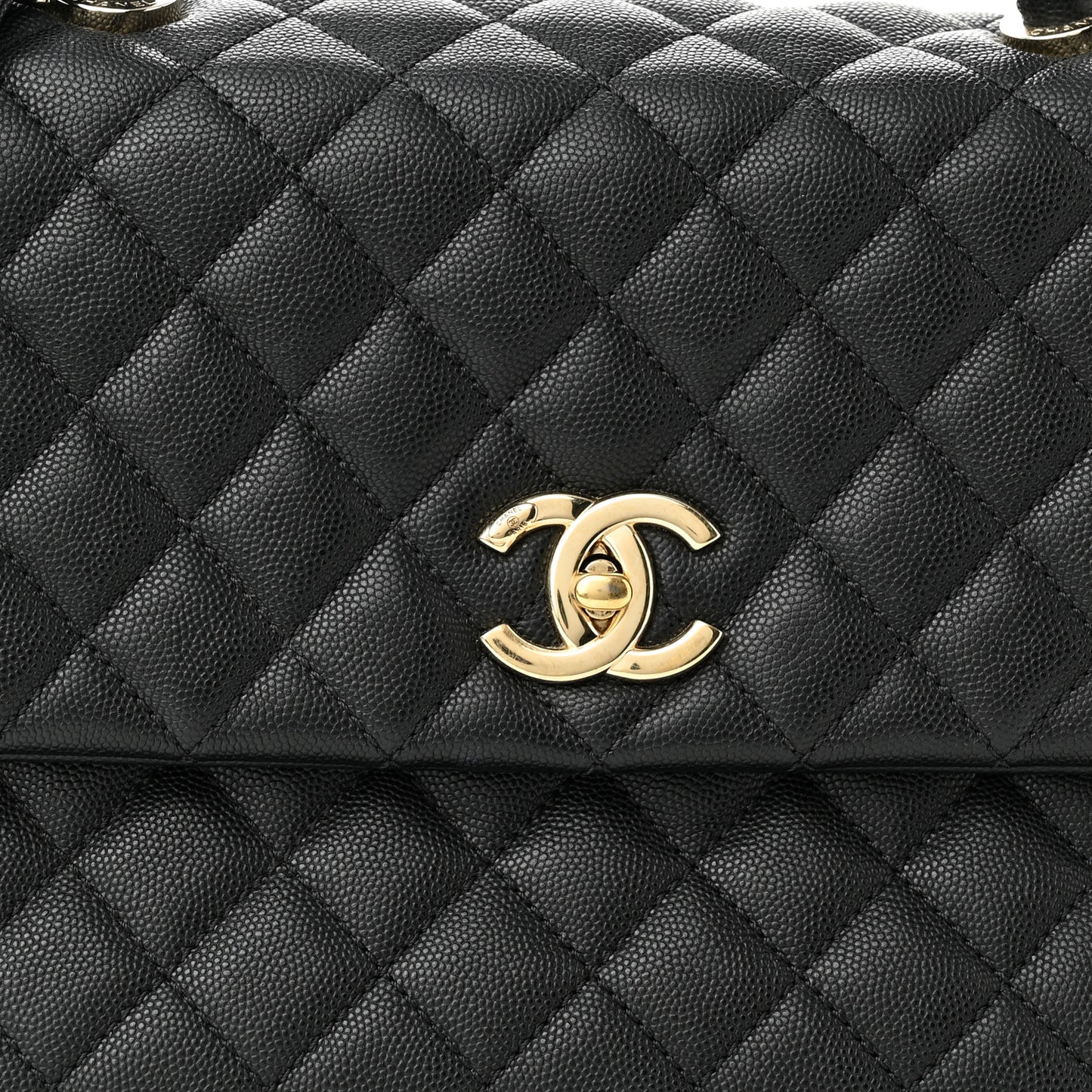 Caviar Quilted Medium Coco Handle Flap Black