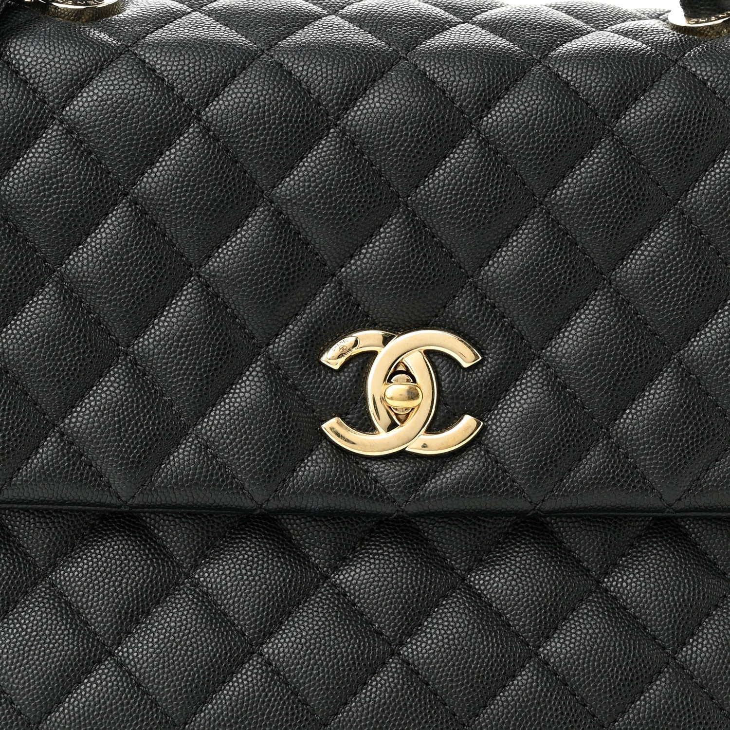 Chanel Caviar Quilted Medium Coco Handle Flap Black 7 of 11