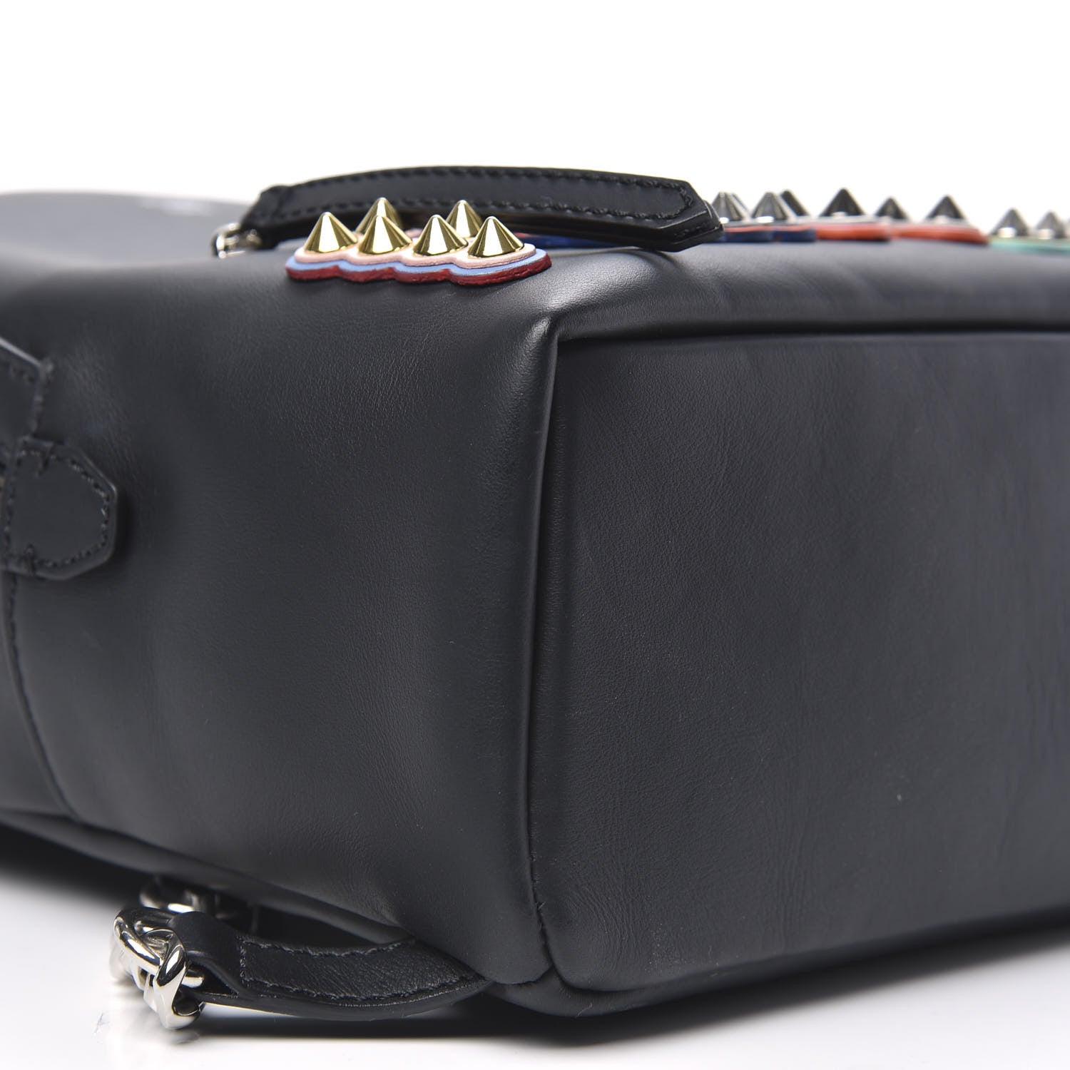 Fendi Vitello Century Fun Fair Metal Studded Mini Backpack Black Multicolor 7 of 9