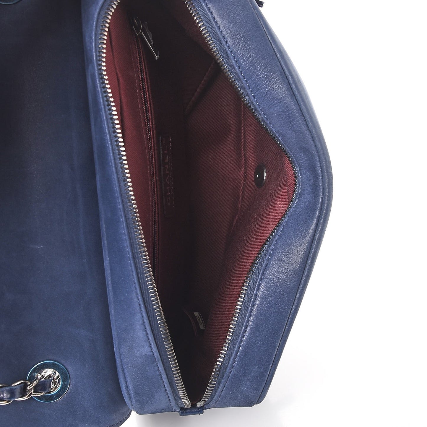 Glazed Calfskin Quilted Medium Day Trip Flap Navy