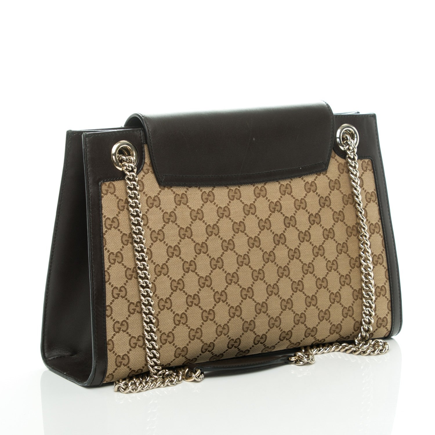 Gucci Monogram Margaux Calfskin Large Emily Chain Shoulder Bag Beige Ebony Cocoa 3 of 10