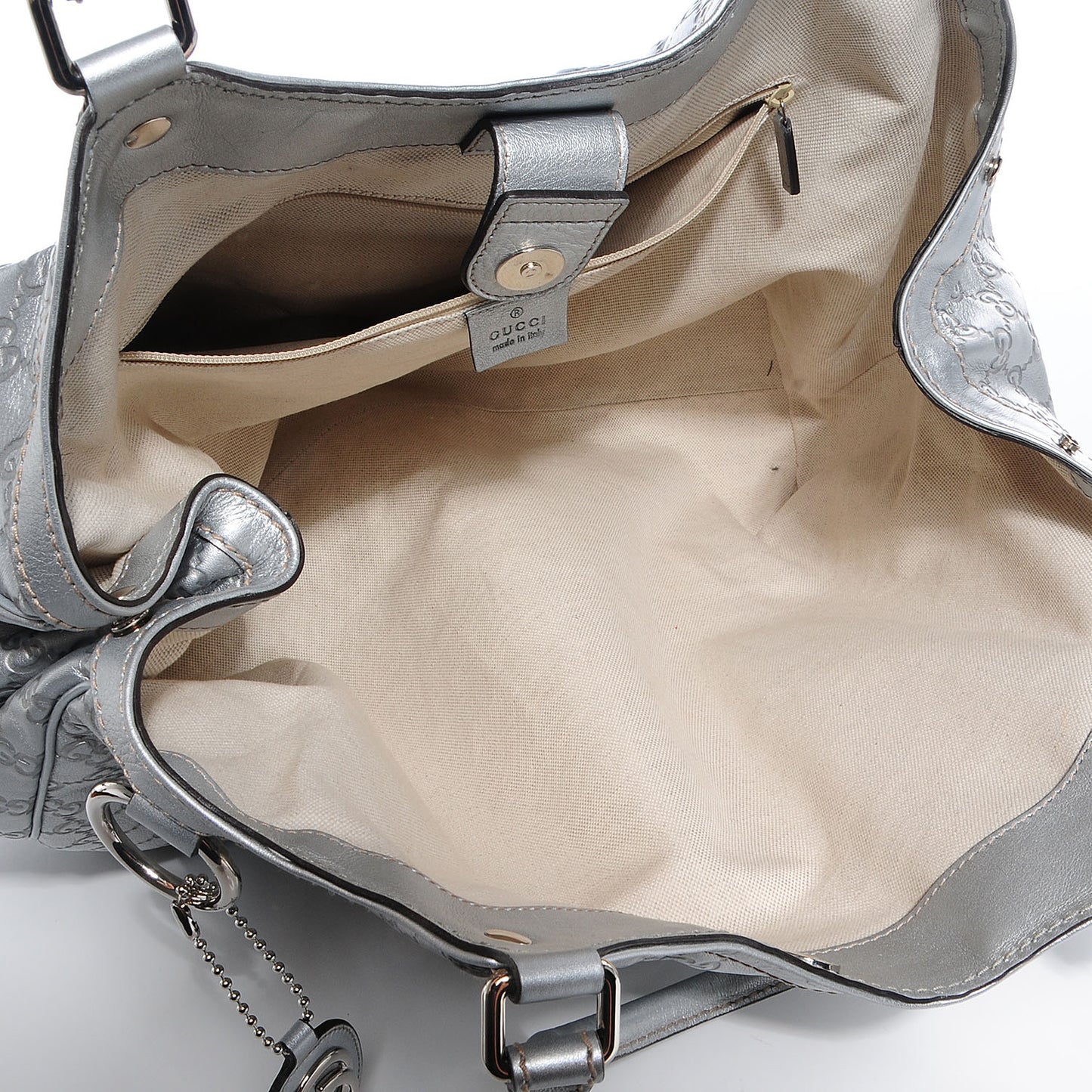 Guccissima Large Sukey Tote Silver