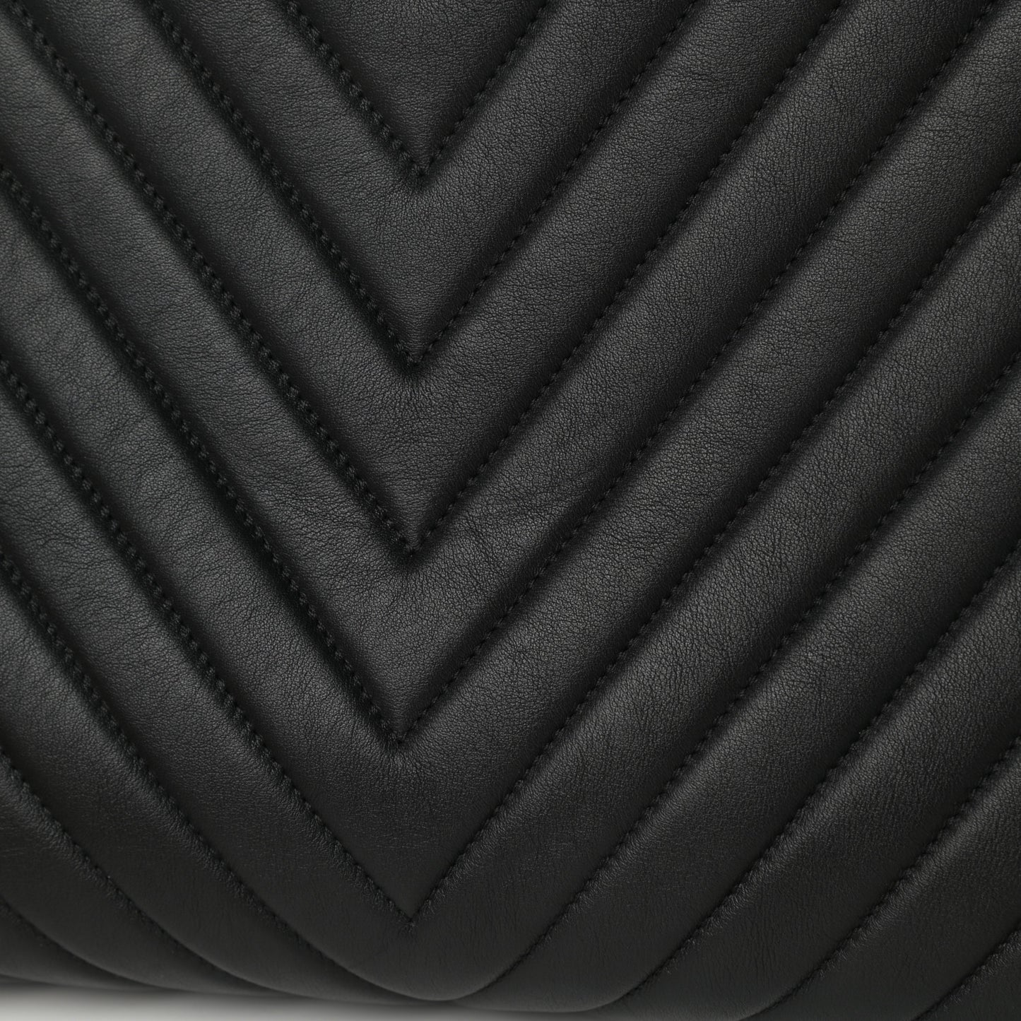 Calfskin Chevron Quilted Boy Shopping Tote Black