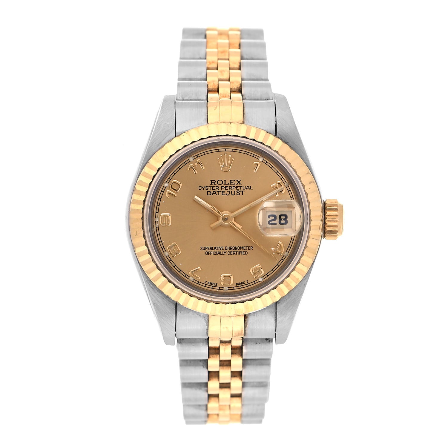 Rolex Stainless Steel 18K Yellow Gold 26mm Oyster Perpetual Datejust Watch Champagne 69173 1 of 5