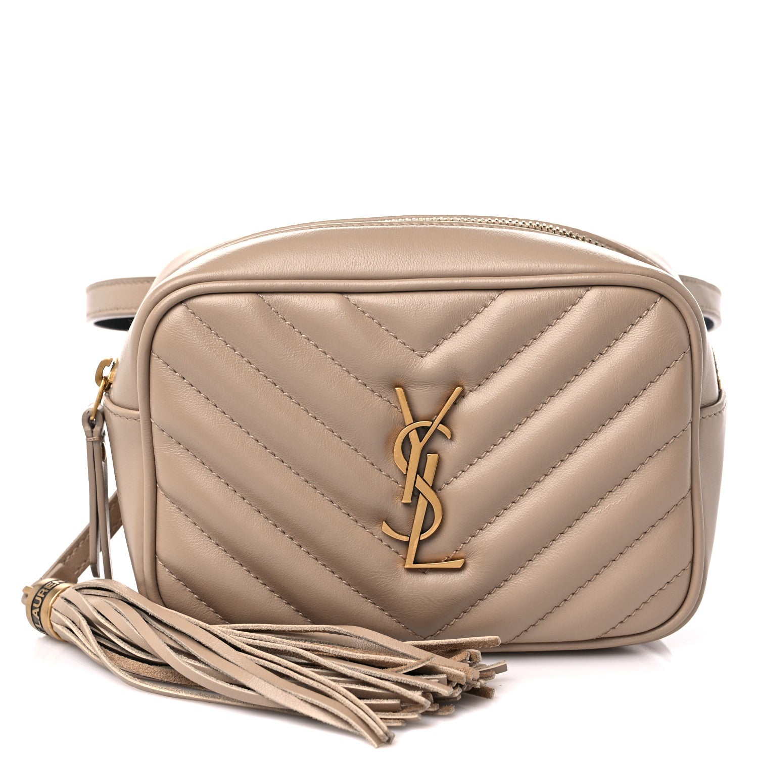 Saint Laurent Calfskin Matelasse Monogram Lou Belt Bag Dark Beige 1 of 10