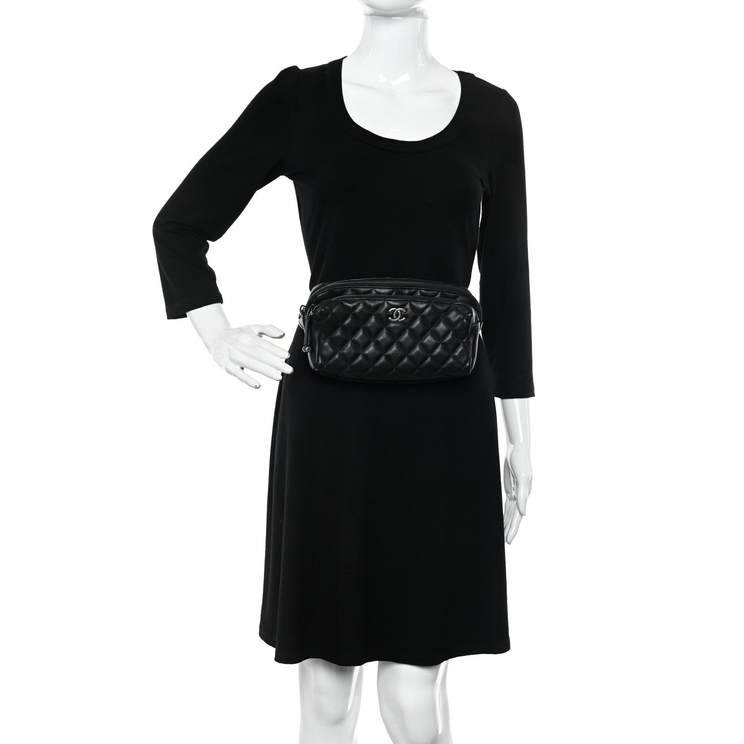 Chanel Calfskin Quilted Waist Bag Black 2 of 11