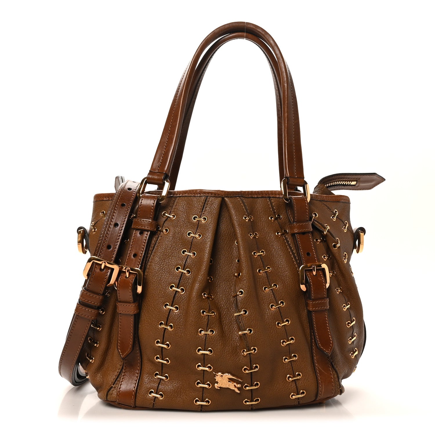 Burberry Calfskin Metal Stitch Lowry Brown 1 of 9