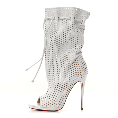 Christian Louboutin Perforated Nappa Suede Jennifer 120 Boots 38 White 1 of 10