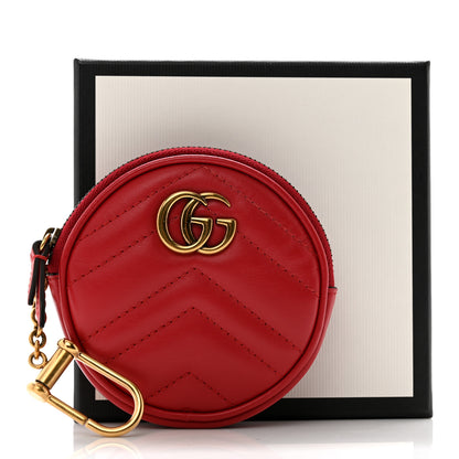 Gucci Calfskin Matelasse GG Marmont Round Coin Purse Hibiscus Red 9 of 9