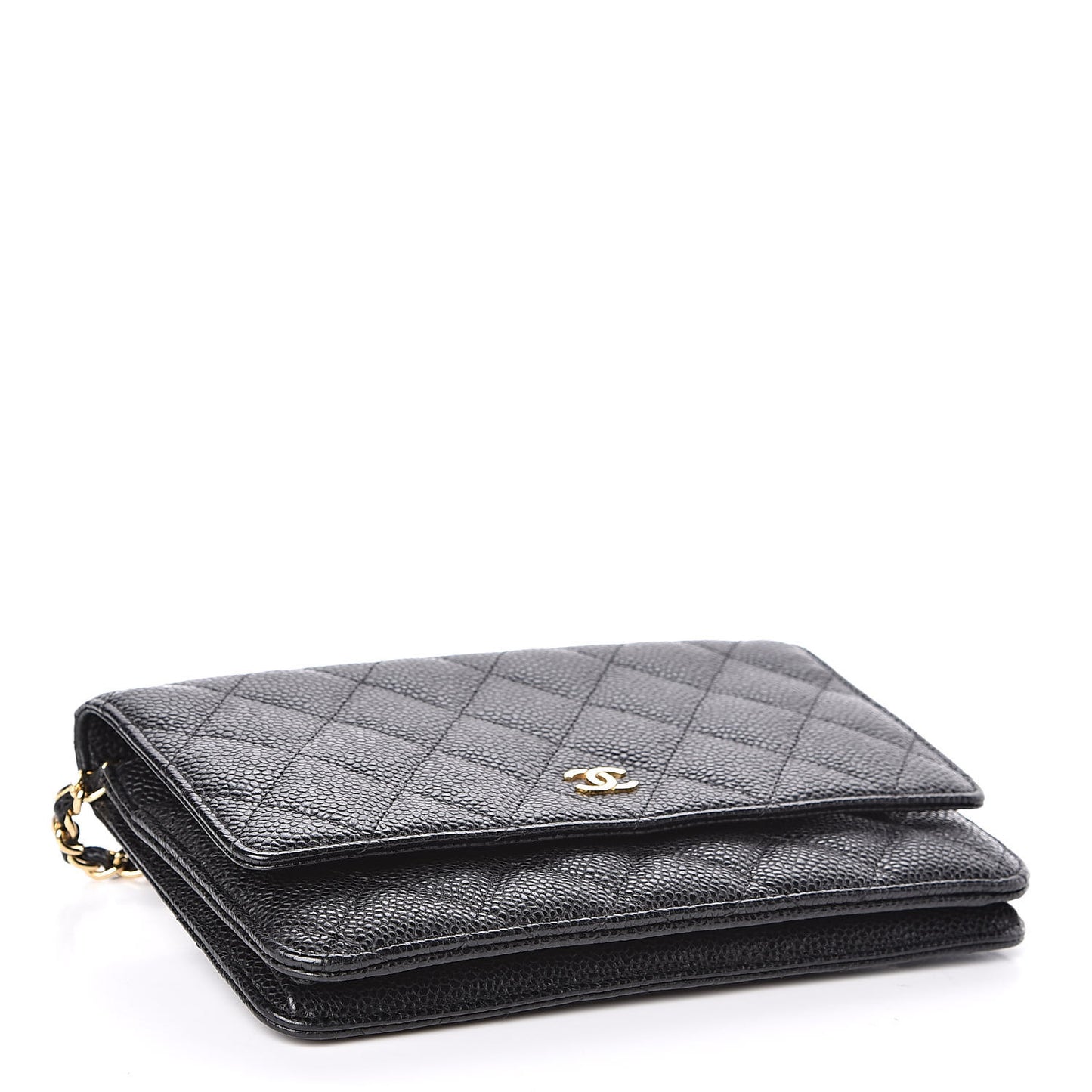 Caviar Quilted Wallet On Chain WOC Black