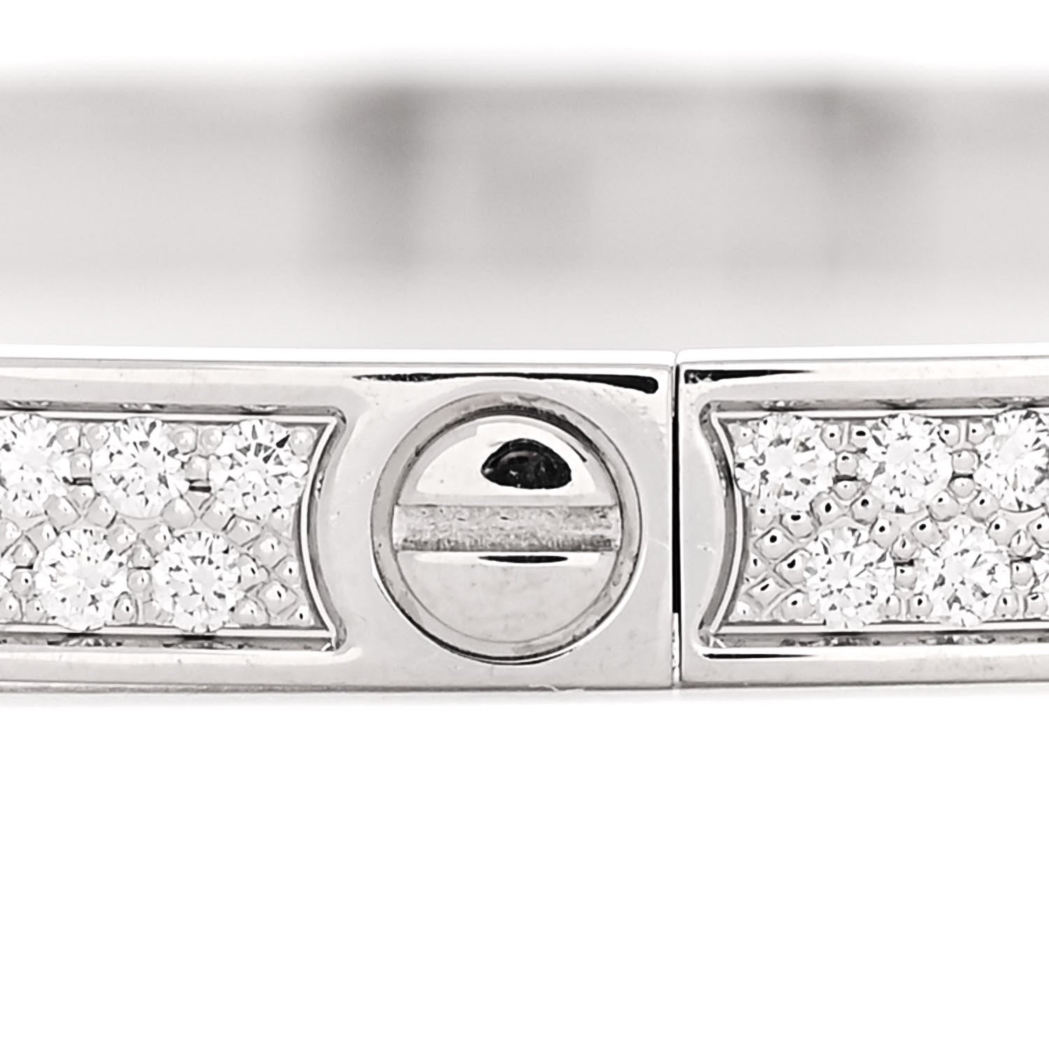 Cartier 18K White Gold Diamond Small LOVE Paved Bracelet 17 4 of 8