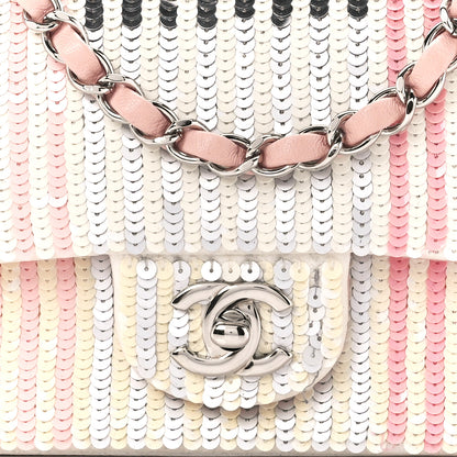 Chanel Sequin Striped Mini Flap Pink White 9 of 11