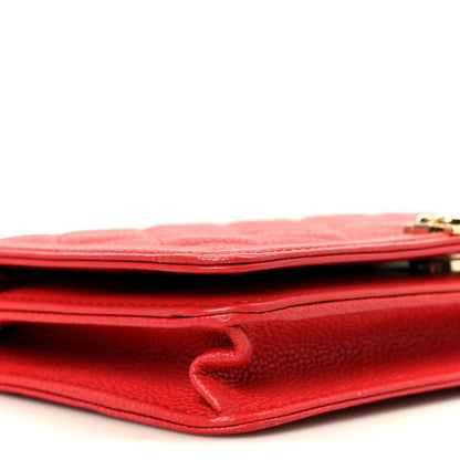 Chanel Caviar Quilted Boy Wallet On Chain WOC Red 10 of 11