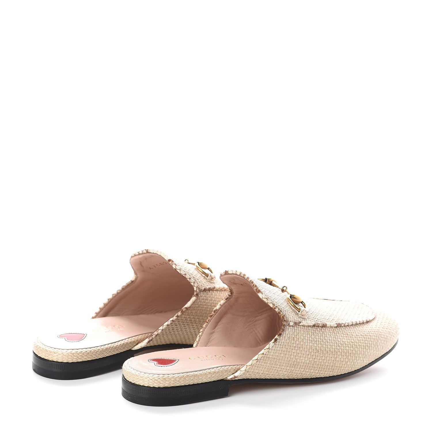 Gucci Straw Elaphe Womens Princetown Slippers 36.5 Natural Cream Brown 4 of 8