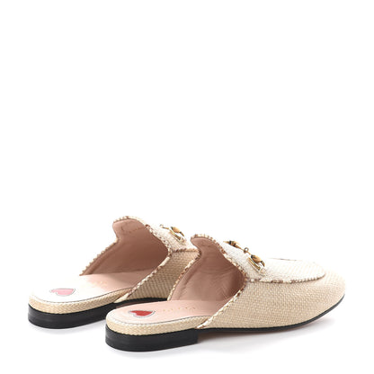 Gucci Straw Elaphe Womens Princetown Slippers 36.5 Natural Cream Brown 4 of 8