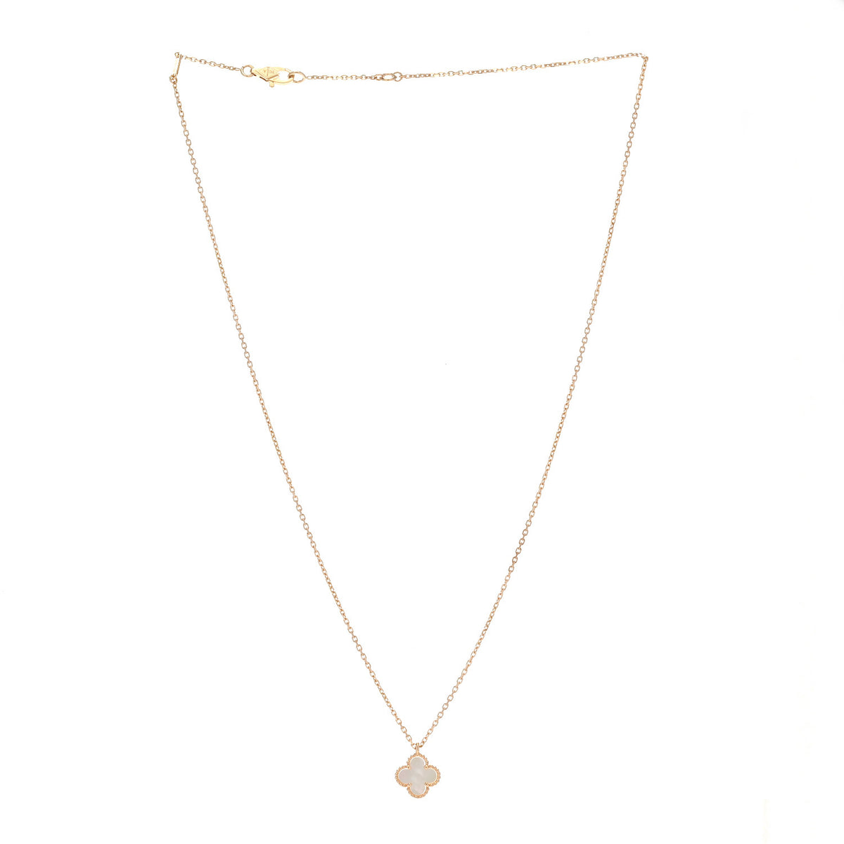 Van Cleef & Arpels 18K Yellow Gold Mother of Pearl Sweet Alhambra Pendant Necklace 3 of 6