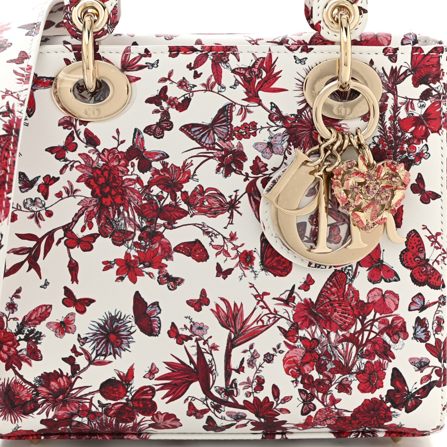 Christian Dior Calfskin Le Coeur Des Papillons Small My ABCDior Lady Dior White Multicolor 8 of 10